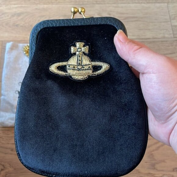 VIVIENNE WESTWOOD Black velvet logo crossbody bag - Picture 2 of 5
